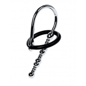 Серебристый уретральный плаг-бусины TOYFA Metal с мягким фиксириющим кольцом - ToyFa - купить с доставкой в Элисте