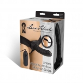 Чёрный полый страпон с вибрацией Unisex Vibrating Hollow Strap-On - 14 см. - Lux Fetish - купить с доставкой в Элисте