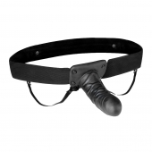 Чёрный полый страпон с вибрацией Unisex Vibrating Hollow Strap-On - 14 см. - Lux Fetish - купить с доставкой в Элисте