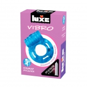 Голубое эрекционное виброкольцо Luxe VIBRO  Кошмар русалки  + презерватив - Luxe - в Элисте купить с доставкой