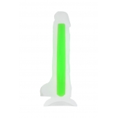 Прозрачно-зеленый фаллоимитатор, светящийся в темноте, Wade Glow - 20 см. - ToyFa