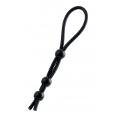 Черное лассо на пенис с тремя бусинами - A-toys - в Элисте купить с доставкой