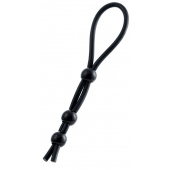 Черное лассо на пенис с тремя бусинами - A-toys - в Элисте купить с доставкой