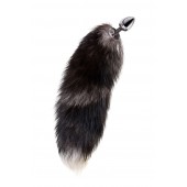 Серебристая металлическая анальная втулка с хвостом чернобурой лисы - размер S - ToyFa - купить с доставкой в Элисте