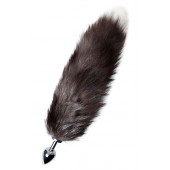 Серебристая металлическая анальная втулка с хвостом чернобурой лисы - размер S - ToyFa - купить с доставкой в Элисте