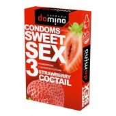 Презервативы для орального секса DOMINO Sweet Sex с ароматом клубничного коктейля  - 3 шт. - Domino - купить с доставкой в Элисте