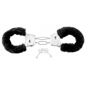 Меховые чёрные наручники Beginner s Furry Cuffs - Pipedream - купить с доставкой в Элисте