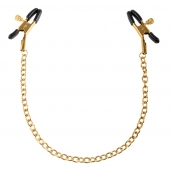Чёрные с золотом зажимы на соски Gold Chain Nipple Clamps - Pipedream - купить с доставкой в Элисте