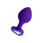 Фиолетовая анальная втулка Diamond Heart с прозрачным кристаллом - 8 см. - ToyFa - купить с доставкой в Элисте