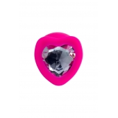 Розовая анальная втулка Diamond Heart с прозрачным кристаллом - 9,5 см. - ToyFa - купить с доставкой в Элисте