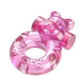 Розовое эрекционное виброкольцо на пенис Pink Bear - Baile - в Элисте купить с доставкой