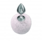 Серебристая анальная пробка с белым пушистым хвостиком Twinkle - Lola Games - купить с доставкой в Элисте