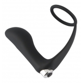 Черное эрекционное кольцо с анальной вибропробкой Vibrating Ring   Plug - Orion - в Элисте купить с доставкой