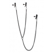 Черные зажимы на соски и клитор на цепочке DELUXE NIPPLE   CLIT CLAMPS - Dream Toys - купить с доставкой в Элисте