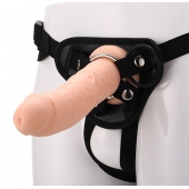 Черные трусики с телесной насадкой STRAP ON REAL DILDO - 21 см. - Dream Toys - купить с доставкой в Элисте