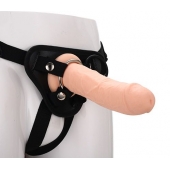 Черные трусики с телесной насадкой STRAP ON REAL DILDO - 21 см. - Dream Toys - купить с доставкой в Элисте