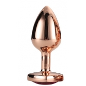 Золотистая анальная втулка с кристаллом-сердечком розового цвета - 7,1 см. - Dream Toys - купить с доставкой в Элисте