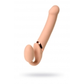 Телесный безремневой вибрострапон Vibrating Bendable Strap-On L - Strap-on-me - купить с доставкой в Элисте