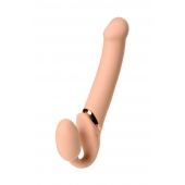 Телесный безремневой вибрострапон Vibrating Bendable Strap-On L - Strap-on-me - купить с доставкой в Элисте
