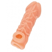 Телесная закрытая насадка с венками Cock Sleeve Size S - 13,8 см. - KOKOS - в Элисте купить с доставкой