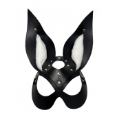 Черная маска зайки с белым мехом на ушках Miss Bunny - БДСМ Арсенал - купить с доставкой в Элисте