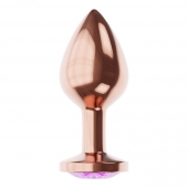 Пробка цвета розового золота с фиолетовым кристаллом Diamond Amethyst Shine S - 7,2 см. - Lola Games - купить с доставкой в Элисте