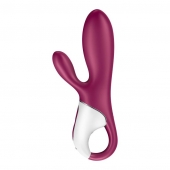 Малиновый вибратор-кролик Hot Bunny с функцией нагрева - 17,5 см. - Satisfyer