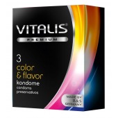 Цветные ароматизированные презервативы VITALIS PREMIUM color   flavor - 3 шт. - Vitalis - купить с доставкой в Элисте