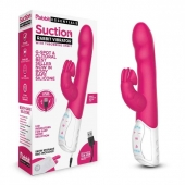 Розовый вибромассажер с клиторальной стимуляцией Clitoral Suction Rabbit - 24,5 см. - Rabbit Essentials