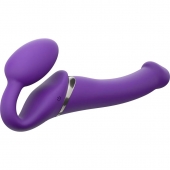 Фиолетовый безремневой вибрострапон Silicone Bendable Strap-On - size M - Strap-on-me - купить с доставкой в Элисте