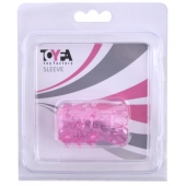 Розовая рельефная насадка на пенис - Toyfa Basic - в Элисте купить с доставкой