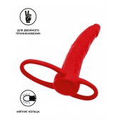 Красная насадка на пенис для двойного проникновения Black Red - 16,5 см. - ToyFa - купить с доставкой в Элисте