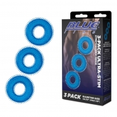 Комплект из трех голубых колец для эрекции 3-Pack Ultra-Stim Stretch Cock Rings - BlueLine - в Элисте купить с доставкой