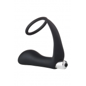 Черное эрекционное кольцо с вибропробкой Vibrating Anal Plug With Cockring - Dream Toys - в Элисте купить с доставкой