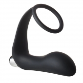 Черное эрекционное кольцо с вибропробкой Vibrating Anal Plug With Cockring - Dream Toys - в Элисте купить с доставкой
