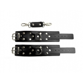 Черные кожаные наручники Sex Game - БДСМ Арсенал - купить с доставкой в Элисте