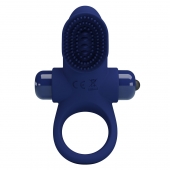 Синее эрекционное виброкольцо в клиторальной щеточкой - Baile - в Элисте купить с доставкой