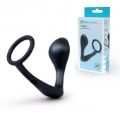 Черное эрекционное кольцо со стимулятором простаты Ringer Cock Ring   Plug - b-Vibe - в Элисте купить с доставкой