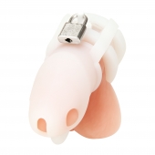 Белая клетка для пениса Silicone Small 2 in Cock Cage With Ball Divider - BlueLine - купить с доставкой в Элисте