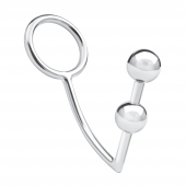 Кольцо на пенис с анальным стимулятором Two Bead Stainless Steel Anal Hook   Cock Ring - BlueLine - в Элисте купить с доставкой