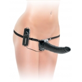 Черный страпон с вагинальной пробкой Deluxe Vibrating Penetrix Strap-On - 19 см. - Pipedream - купить с доставкой в Элисте