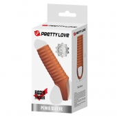 Телесная насадка на пенис с ребрышками и подхватом мошонки - Baile - в Элисте купить с доставкой