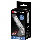 Прозрачная насадка на пенис с ребрышками и подхватом мошонки - Baile - в Элисте купить с доставкой