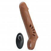 Коричневая вибронасадка с подхватом мошонки и пультом ДУ - Baile - в Элисте купить с доставкой