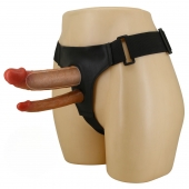 Темно-бежевый фаллопротез для двойного проникновения - 17,5 см. - Baile - купить с доставкой в Элисте