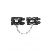 Черные кожаные наручники-браслеты из двух ремешков - Pecado - купить с доставкой в Элисте