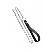 Поводок с ручкой из черной натуральной кожи и карабином для ошейника - Pecado - купить с доставкой в Элисте