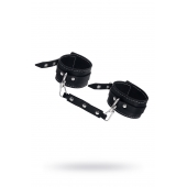 Черные двухслойные кожаные оковы с белой строчкой - Pecado - купить с доставкой в Элисте