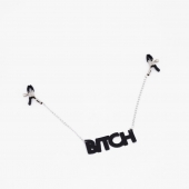 Зажимы на соски с кожаной подвеской Bitch - Crazy Handmade - купить с доставкой в Элисте