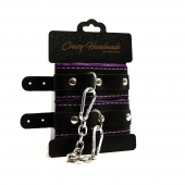 Черно-фиолетовые скругленные наручники с мягкой подкладкой - Crazy Handmade - купить с доставкой в Элисте